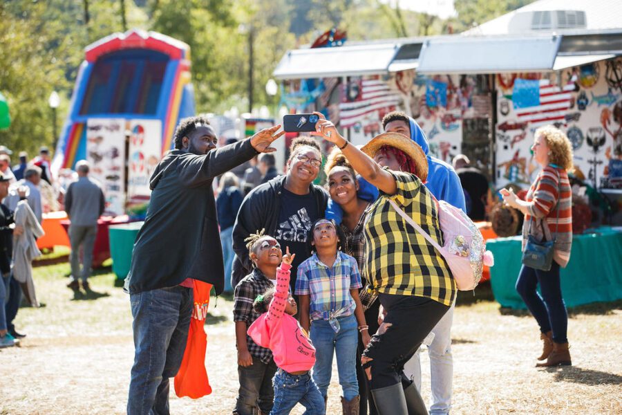 family taking a selfie at the Apple Festival