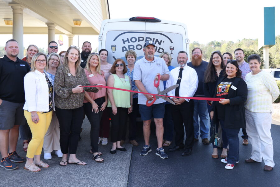 ribbon cutting for Hoppin Around GA with Owner, Ambasssadors, and BOD